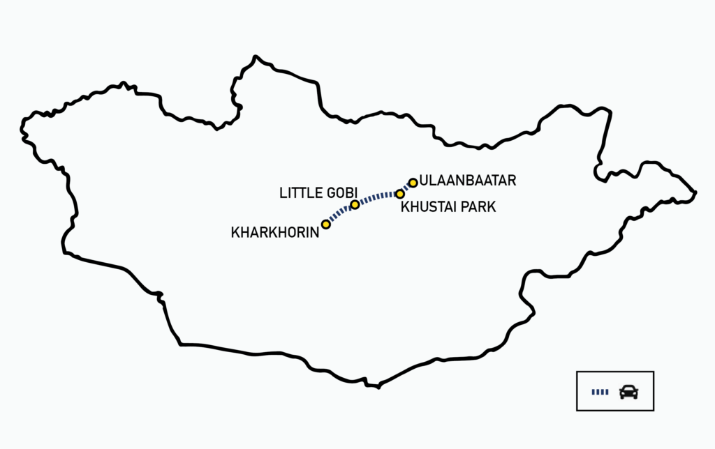 Short Kharkhorin tour Mongolia Map
