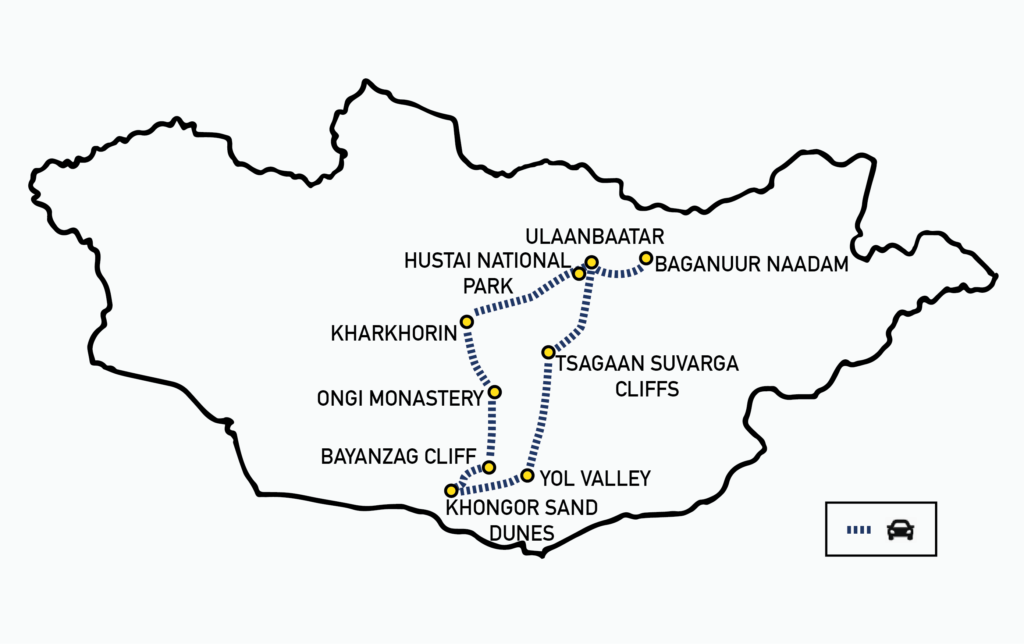 Naadam Festival Tour Mongolia 2022 map