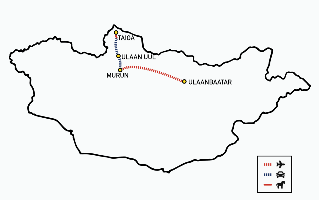 MAP TSAATAN REINDEER TOUR how to visit the mongolian reindeer herders