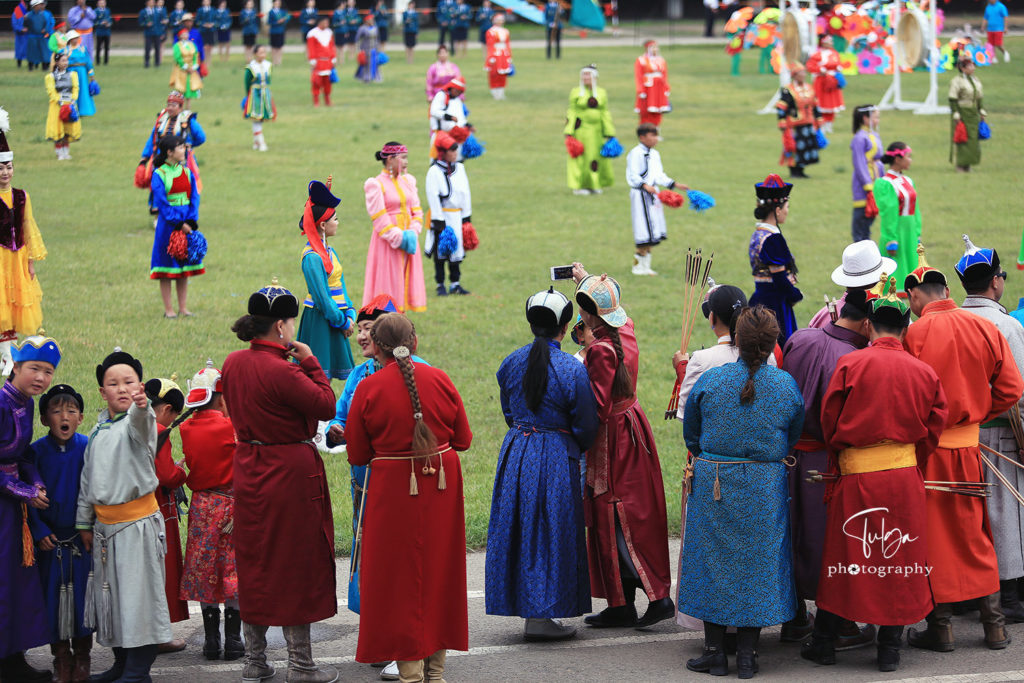 Crowd of spectators and participants at Naadam Festival