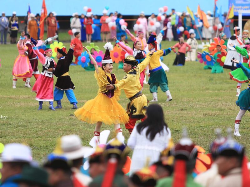 Dancers performing at Naadam Festival opening