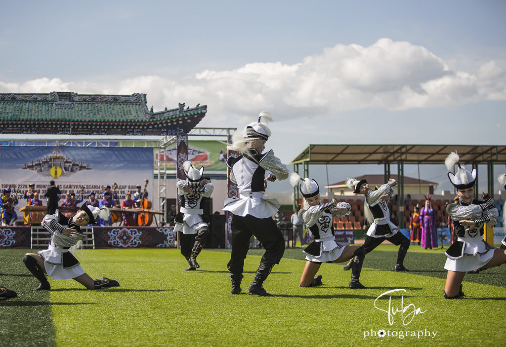 Dancers at Naadam Festival performing for the opening ceremony