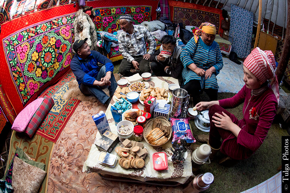 Hospitality of a local Kazak family on tour with Nomadic Trails