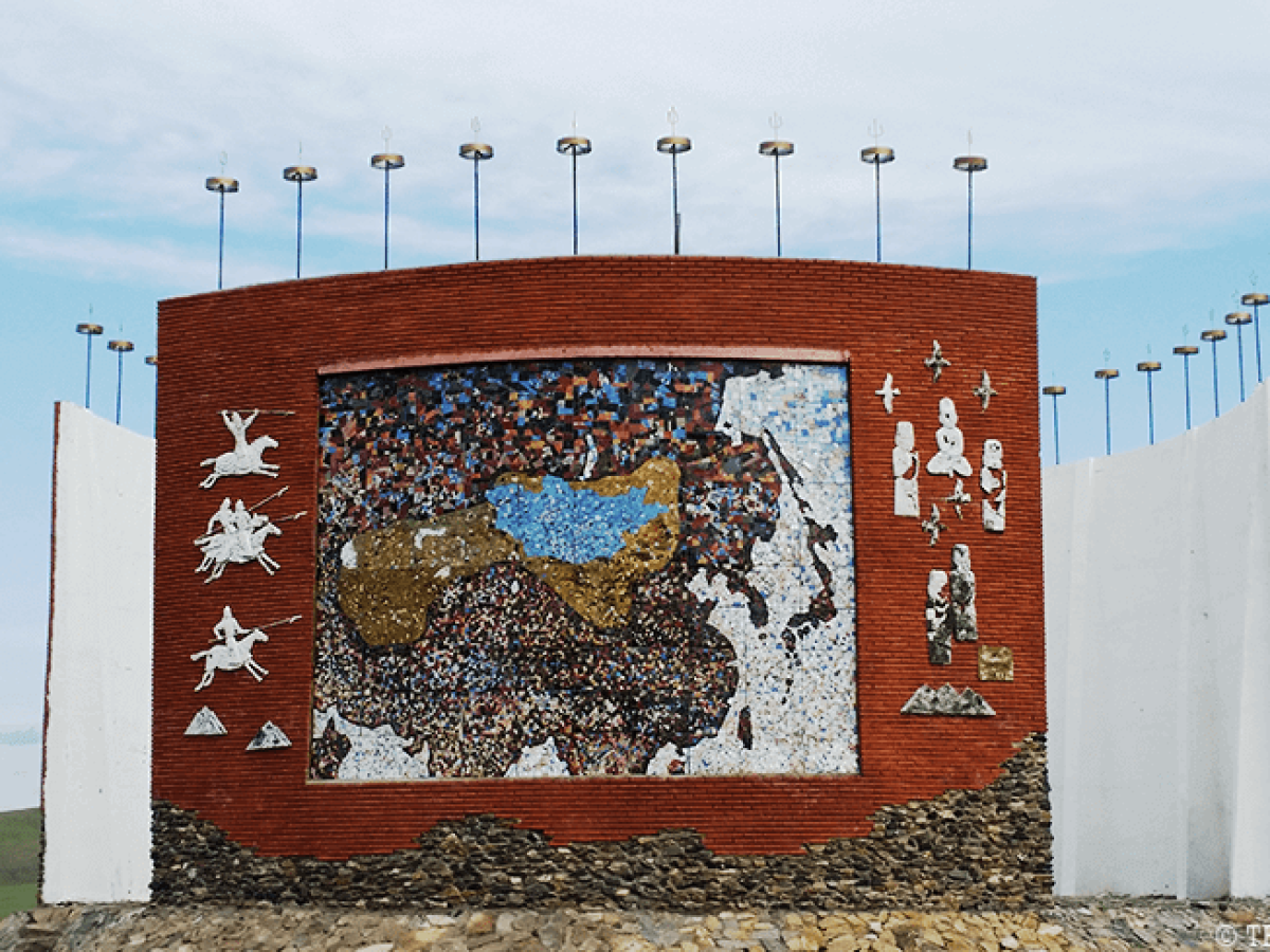 Monument of Mongol state maps at Kharkhorin