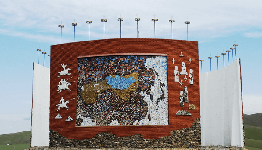 Monument of Mongol state maps at Kharkhorin