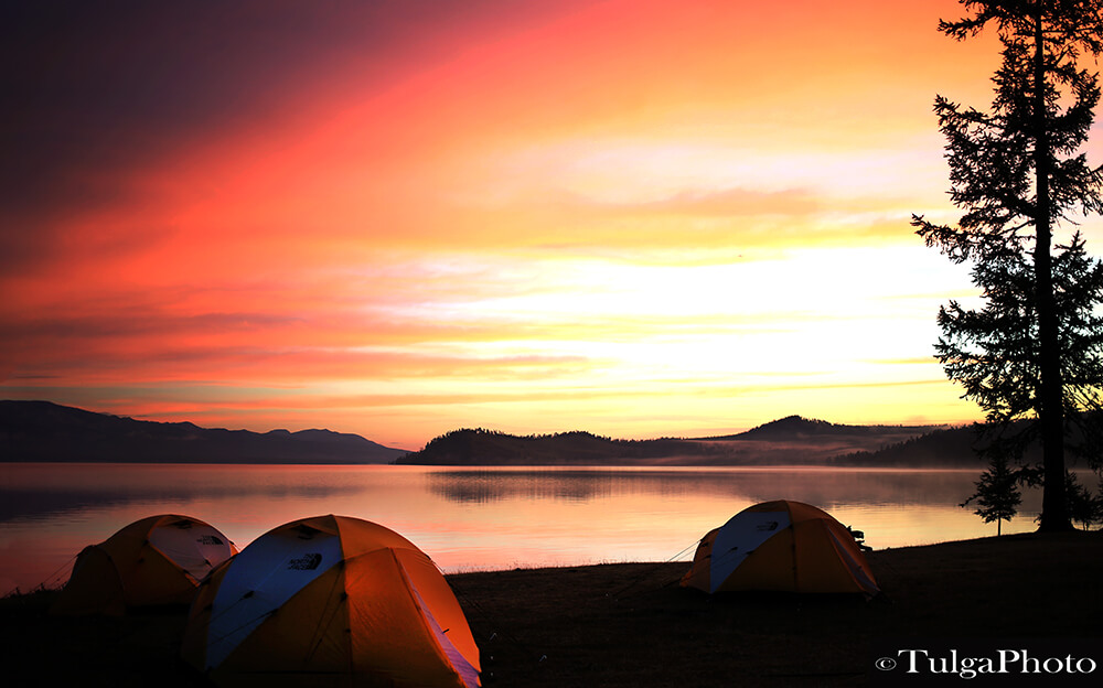 Tented camping at Khuvsgul lake