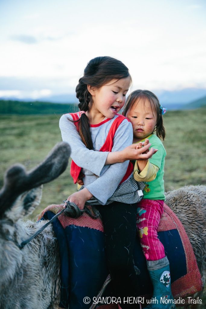 Young reindeer children Taiga Dukha Mongolia travel blog to reindeer herders