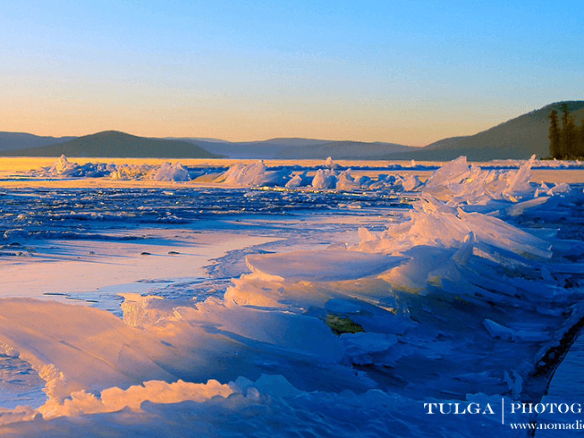 Frozen shards of Khuvsgul lake - Winter Reindeer Herders mongolia tour