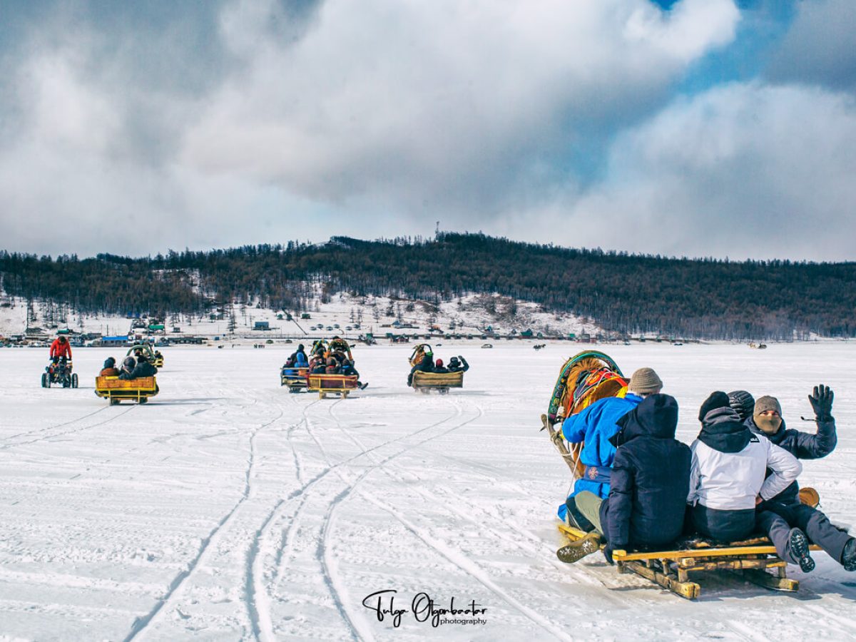 Exhilarating Horse sledding in Khuvsgul lake ice