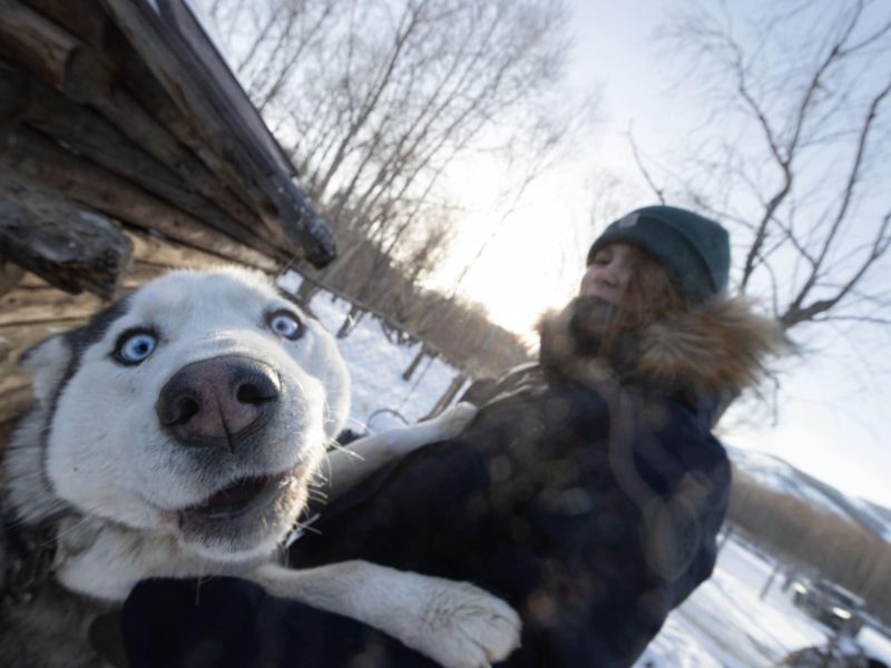 Happy kids with Husly dog