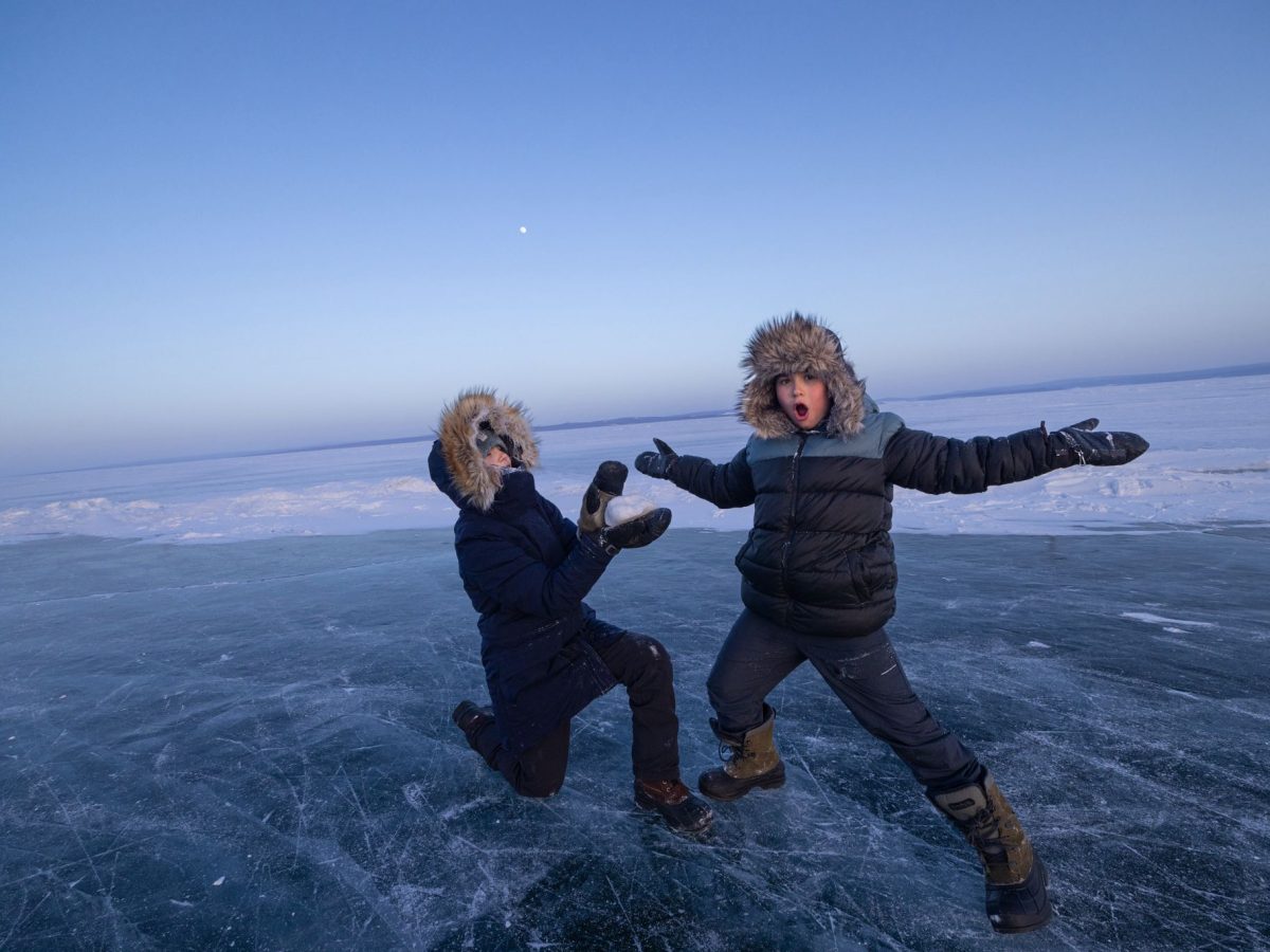 Walking on a frozen lake- Winter Tour Mongolia at frozen Khuvsgul Lake